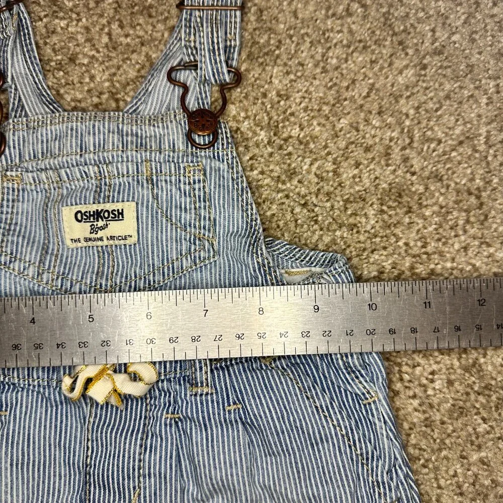 Baby Girls OshKosh B'Gosh Overall Denim Striped Skirt Jumper 12 mo Osh Kosh